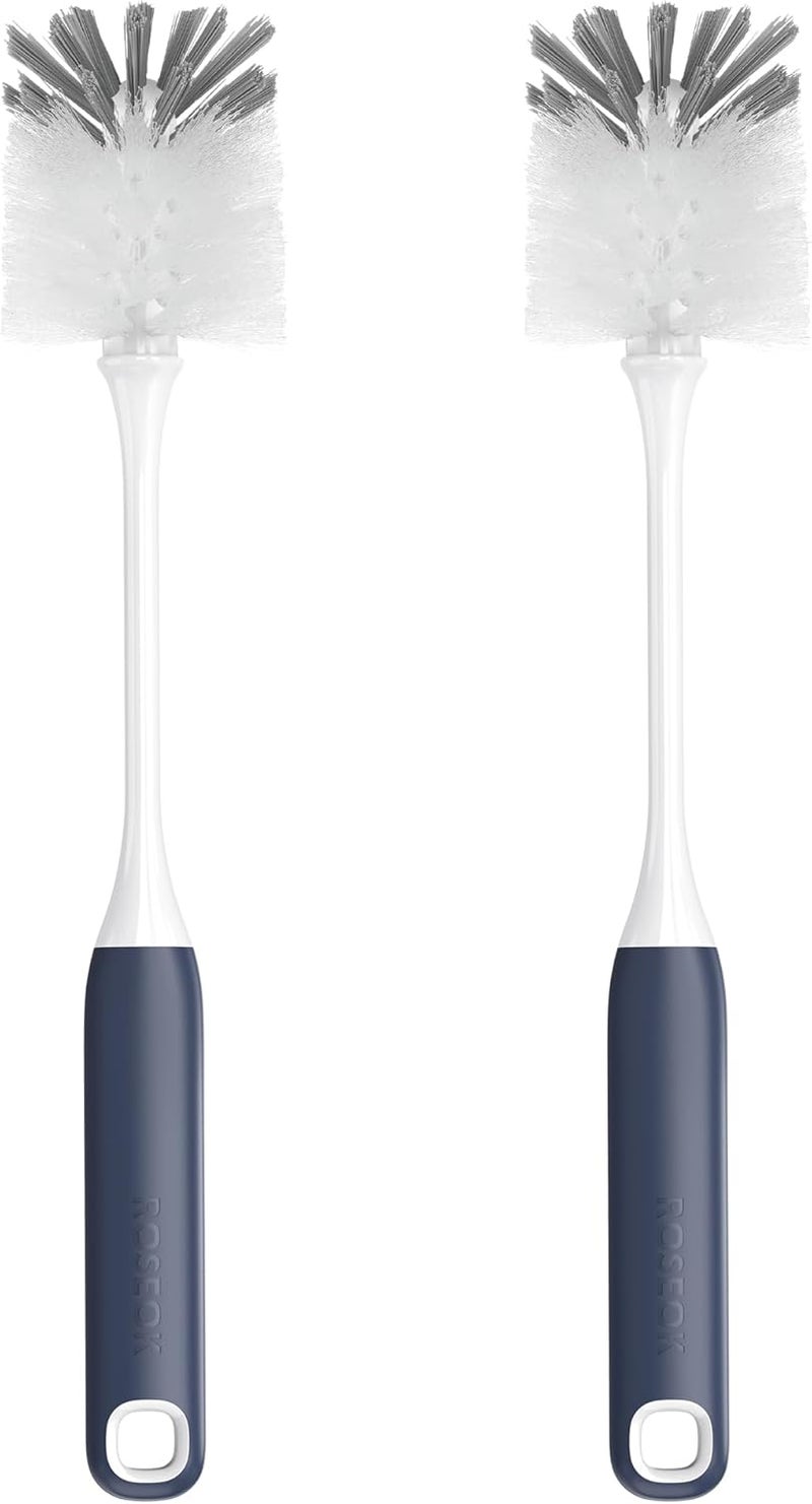 ROSEOK Long Handle Water Bottle Brush,Flexible Bottle Brush for Cleaning Milkshake Cup,Sports Bottle,Navy Blue,2 Pack - Image 1